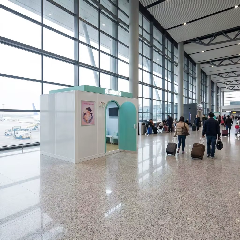 Portable nursing station and lactation pod application reference for airport and public facility planning
