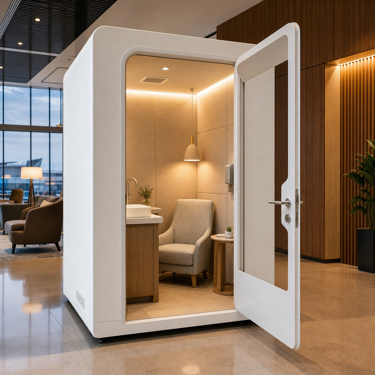 Custom lactation pod interior for public facility
