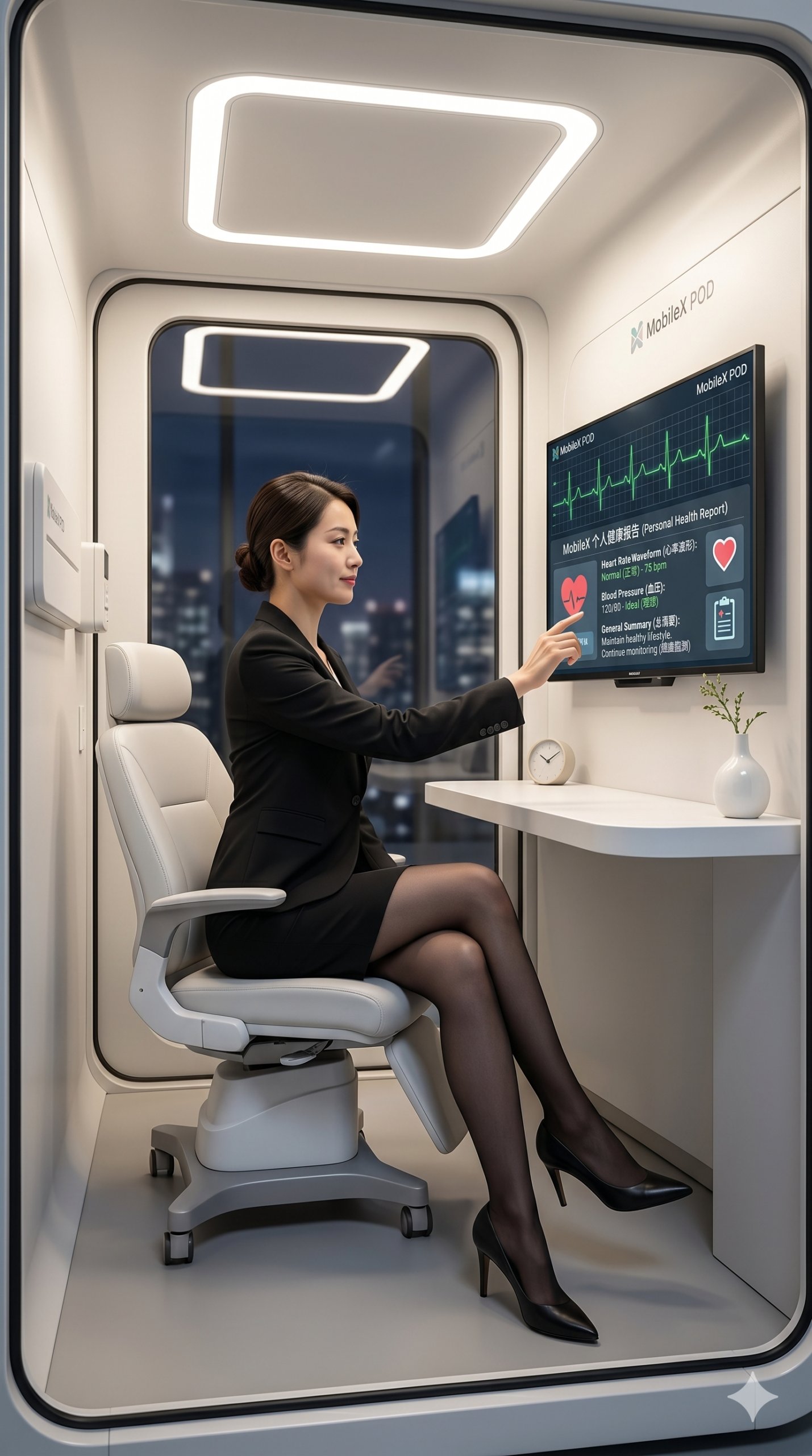 MobileX telemedicine pod interior touchscreen consultation