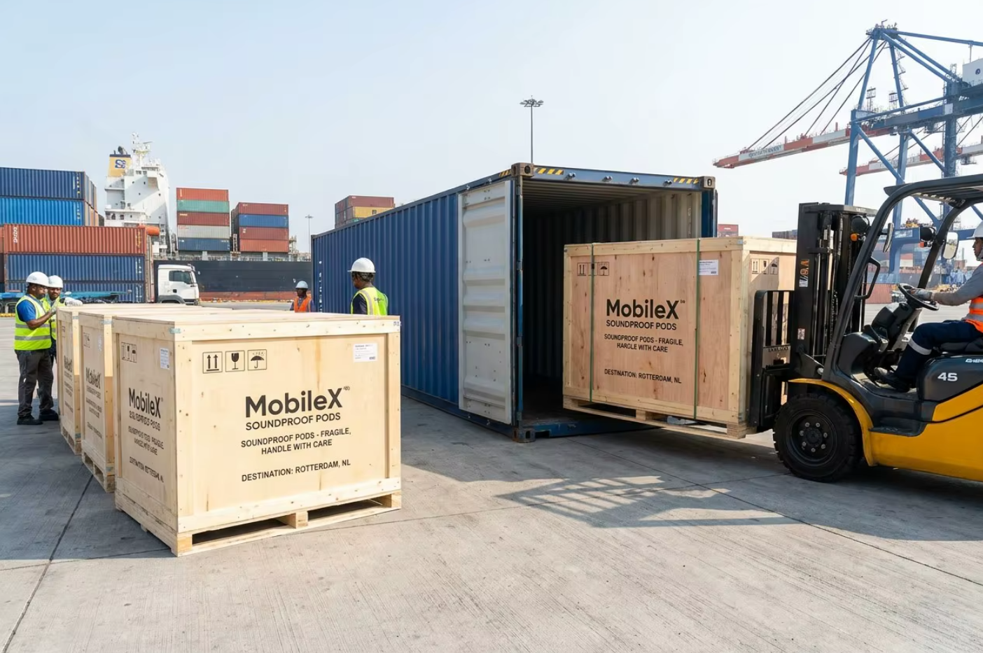 Container loading reference for MobileX POD office pods