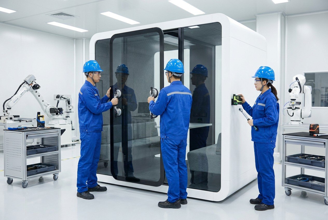 MobileX POD office pod door and glass inspection