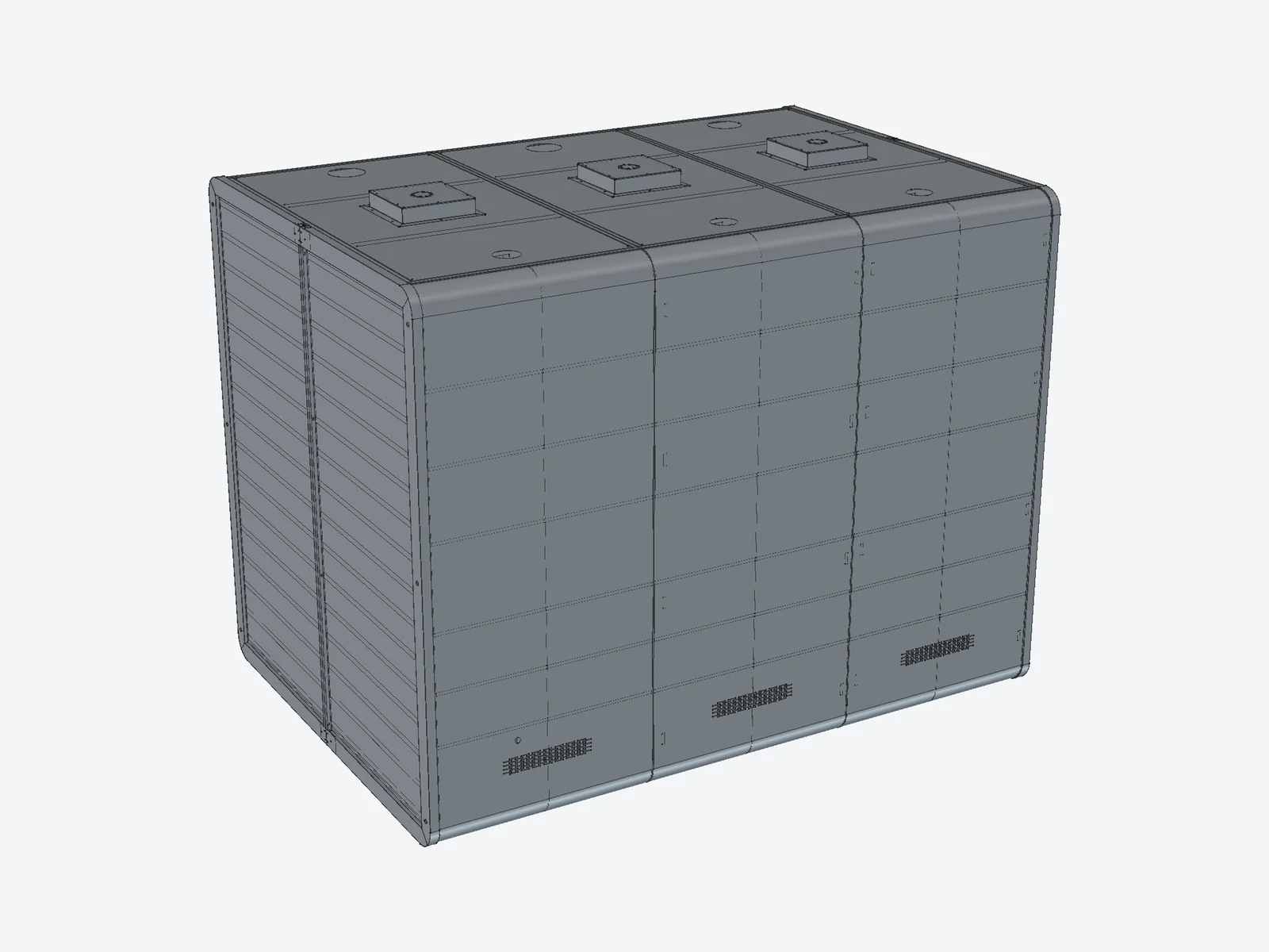 CAD model showing customer-specified roof cutouts and mounting provisions